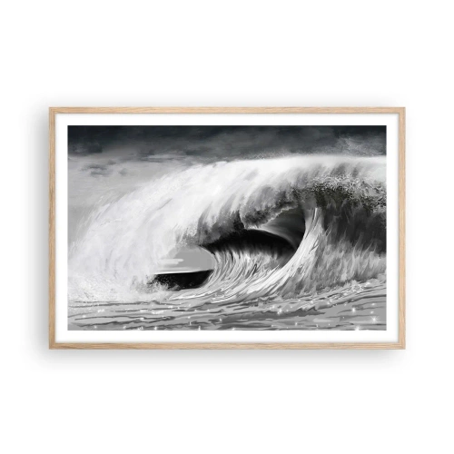 Poster in einem Rahmen aus heller Eiche - Wut des Ozeans - 91x61 cm