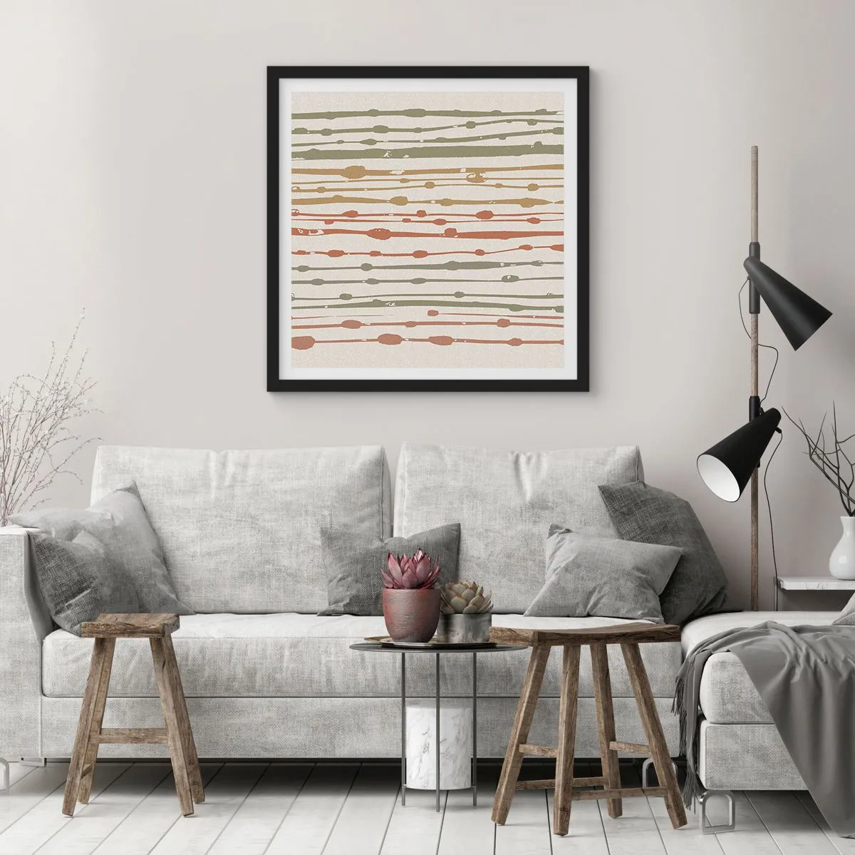 Poster in einem schwarzem Rahmen - Musikalische Notation von Farben - 60x60 cm