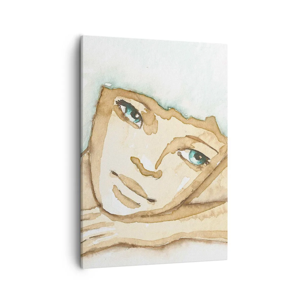 Bild auf Leinwand - Leinwandbild - Künstlerisches Porträt einer Frau in Pastellfarben - 50x70cm - Der Baum der Poesie wächst aus der Stille - Moderne Wanddekoration für Wohnzimmer und Schlafzimmer ARTTOR