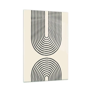 Glasbild - Bild auf glas - Abstraktes geometrisches Muster mit symmetrischen Linien auf hellem Hintergrund - 80x120cm - In einem Moment ... - Moderne Wanddekoration für Wohnzimmer und Schlafzimmer ARTTOR