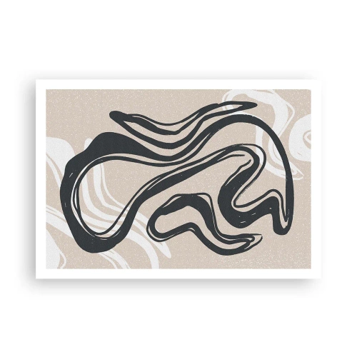 Poster - Abstrakte Linien in dunklen Farbtönen auf beigem Hintergrund - 100x70cm - Vervielfachter Ausdruck - Moderne Wanddekoration für Wohnzimmer und Schlafzimmer ARTTOR