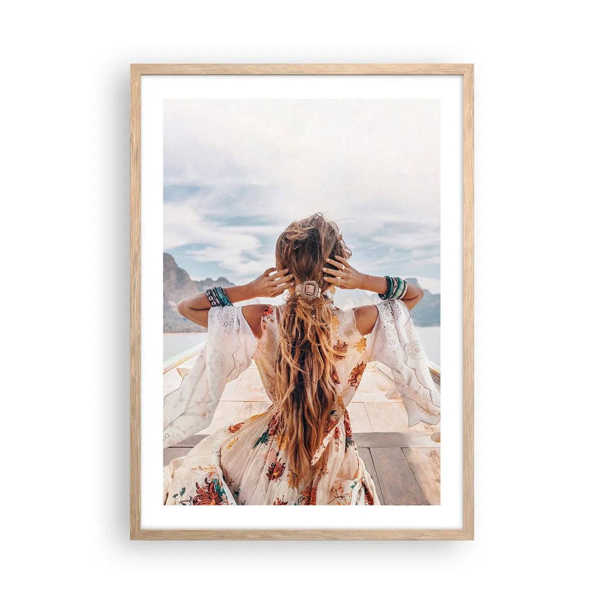 Poster in einem Rahmen aus heller Eiche - Auf dem Weg zum Glück - 50x70 cm