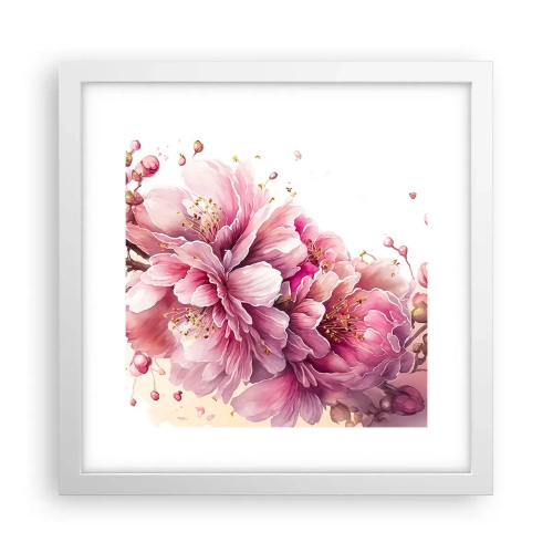 Poster in einem weißen Rahmen - Kirschblütenblüte - 30x30 cm