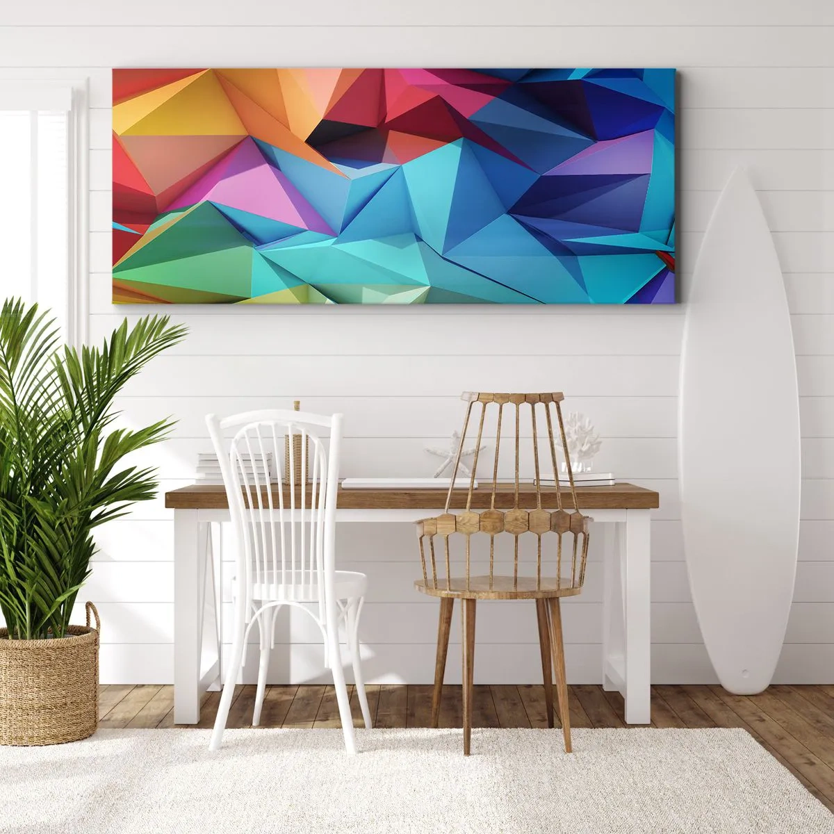 Bild auf Leinwand - Leinwandbild - Regenbogen-Origami - 100x40 cm