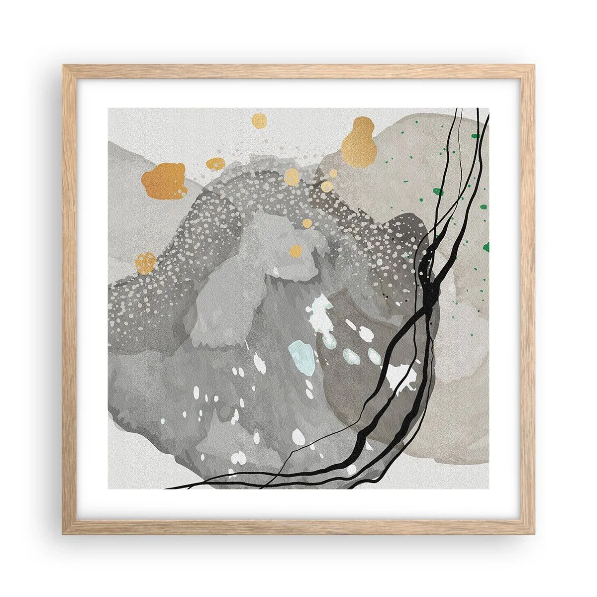 Poster in einem Rahmen aus heller Eiche - Organische Komposition - 50x50 cm