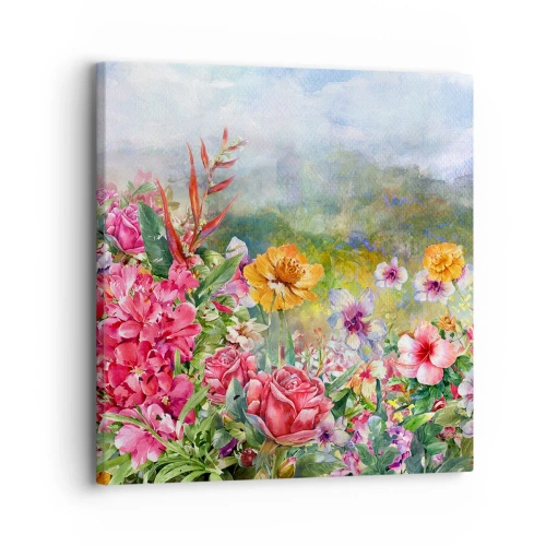 Bild auf Leinwand - Leinwandbild - Ein Garten, der verrückt geworden ist - 30x30 cm