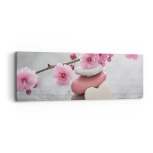 Bild auf Leinwand - Leinwandbild - Glückseligkeit mit einer Kirschblüte - 90x30 cm