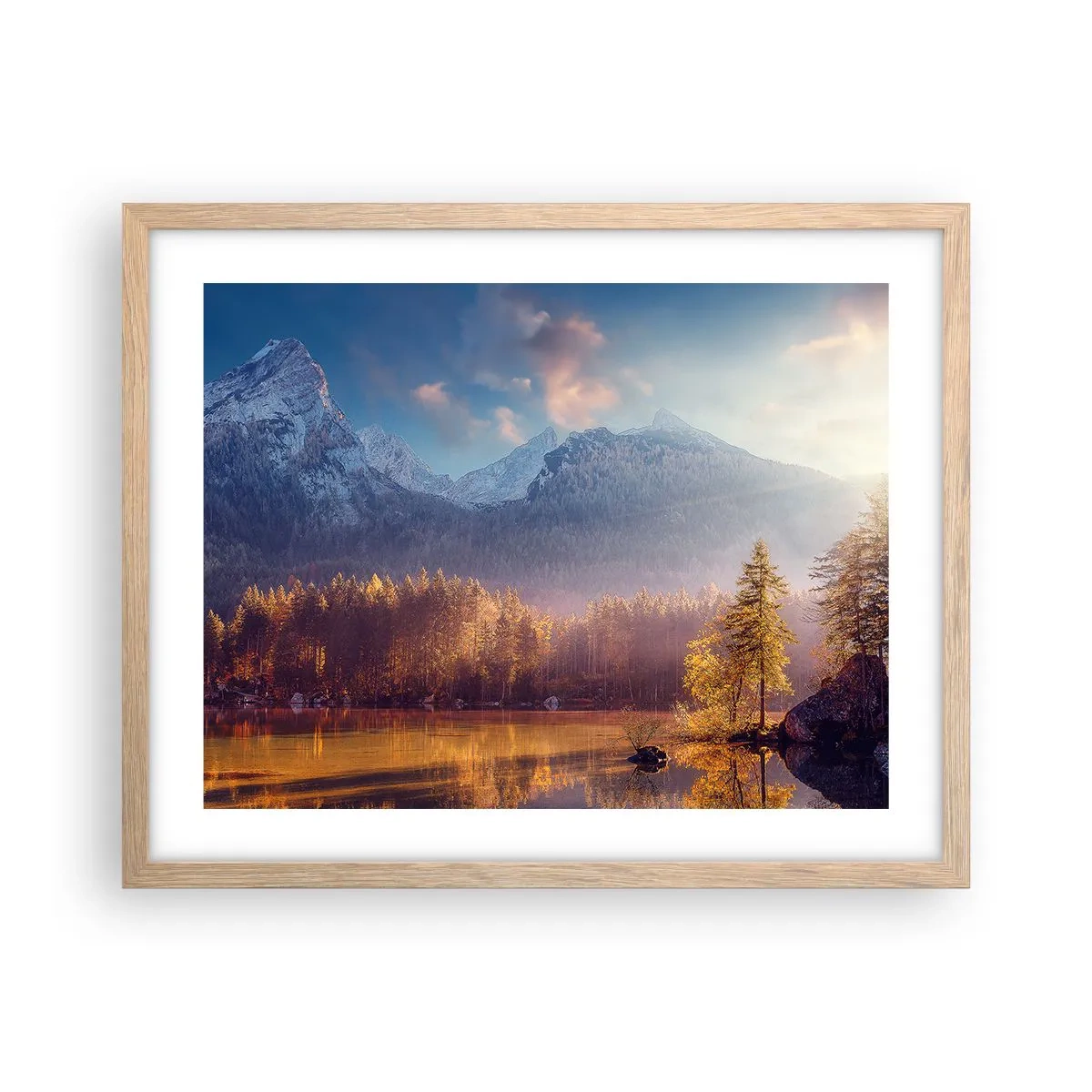 Poster in einem Rahmen aus heller Eiche - In den Bergen und Tälern - 50x40 cm