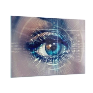 Glasbild - Bild auf glas - Ein digitales Auge mit futuristischer Technologie und Datenthema - 100x70cm - Du denkst du kennst mich - Moderne Wanddekoration für Wohnzimmer und Schlafzimmer ARTTOR