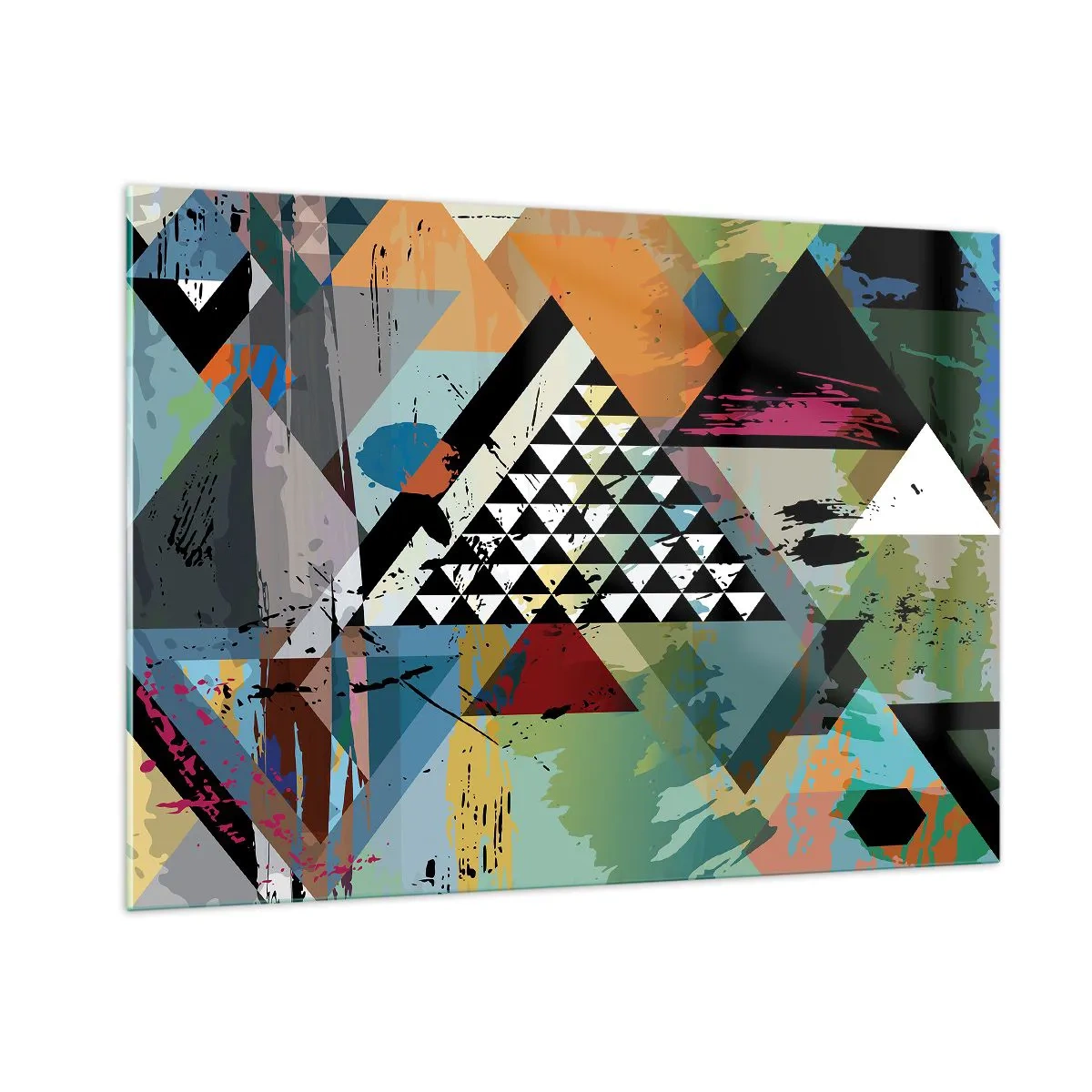 Glasbild - Bild auf glas - Abstrakte Komposition aus geometrischen Formen und Farben - 100x70cm - Wie einfach ist es - Moderne Wanddekoration für Wohnzimmer und Schlafzimmer ARTTOR