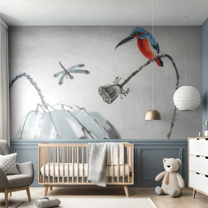 Selbstklebende Fototapete Deluxe Sticker - Das Leben der Wiese - Abstraktion, Vogel, Blume - 250x175 cm