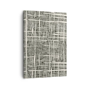 Bild auf Leinwand - Leinwandbild - Ein geometrisches Muster, das einem Gitter auf hellem Hintergrund ähnelt - 50x70cm - Gewebte Komposition - Moderne Wanddekoration für Wohnzimmer und Schlafzimmer ARTTOR