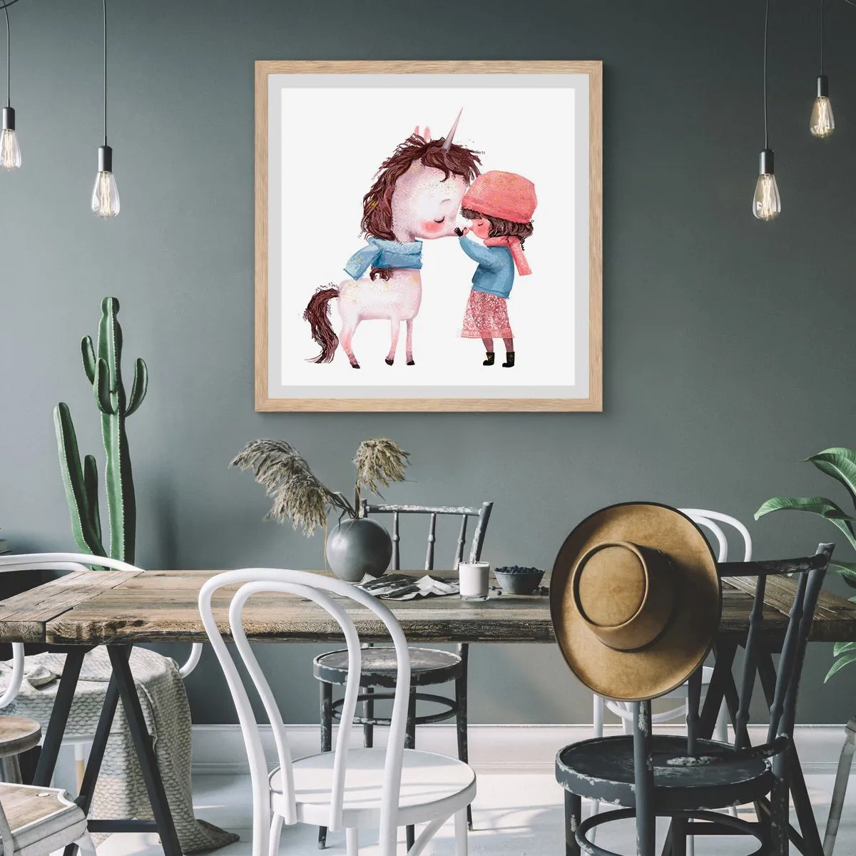 Poster in einem Rahmen aus heller Eiche - Ein Wintermärchen - 50x50 cm