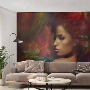 Selbstklebende Fototapete Deluxe Sticker - Schöner als ein Regenbogen, so zart wie ein Nebel - Frau, Das Gesicht einer Frau, Körper - 150x105 cm