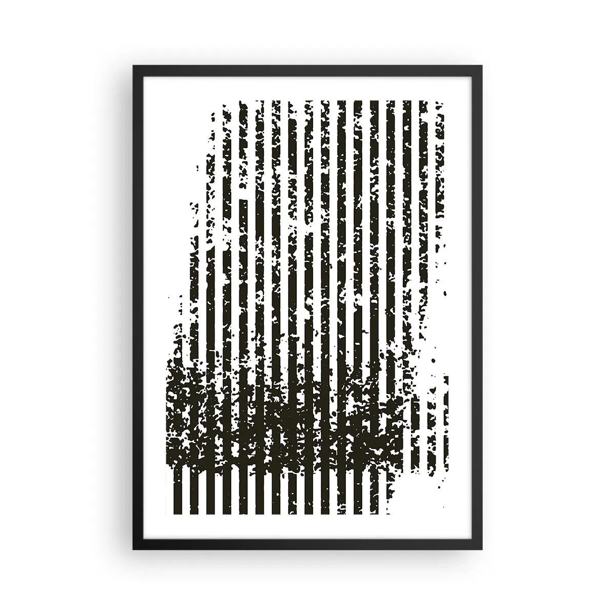 Poster in einem schwarzem Rahmen - Abstraktes Muster mit Linien und Textur - 50x70cm - Rhythmus und Rauschen - Moderne Wanddekoration für Wohnzimmer und Schlafzimmer ARTTOR