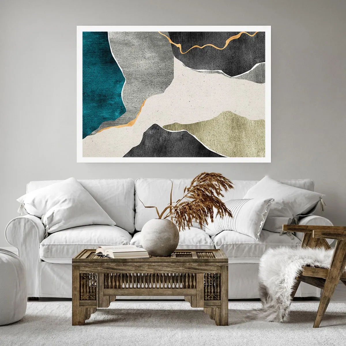 Poster - Mosaikkomposition mit Goldfaden - 40x30 cm