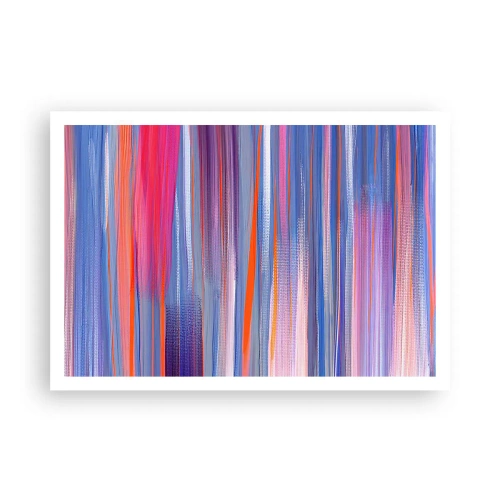 Poster - Abstrakte vertikale Linien in Blau- und Rosatönen - 100x70cm - Aufstieg zum Regenbogen - Moderne Wanddekoration für Wohnzimmer und Schlafzimmer ARTTOR