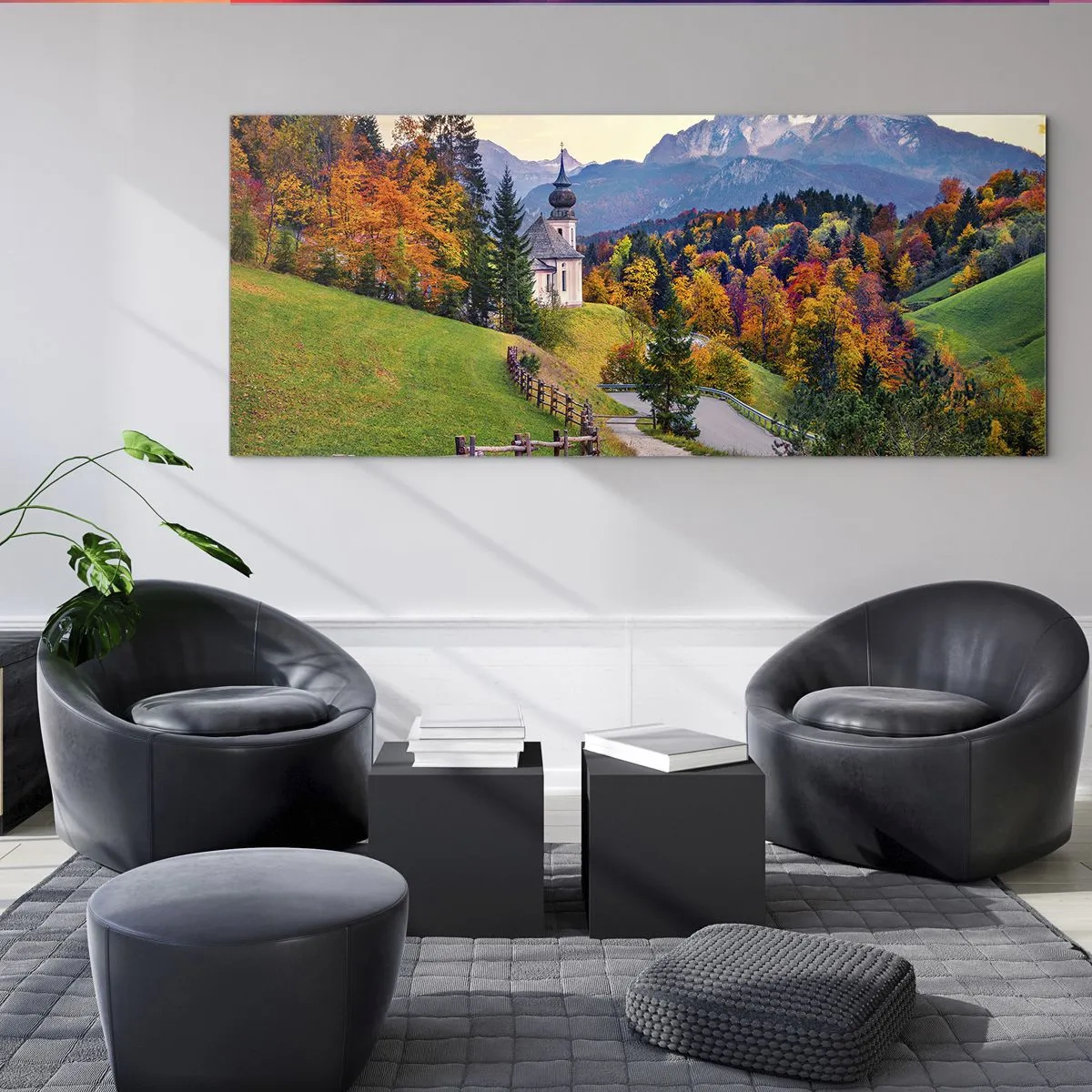 Glasbild - Bild auf glas - Landschaftsartige Malerei - 100x40 cm