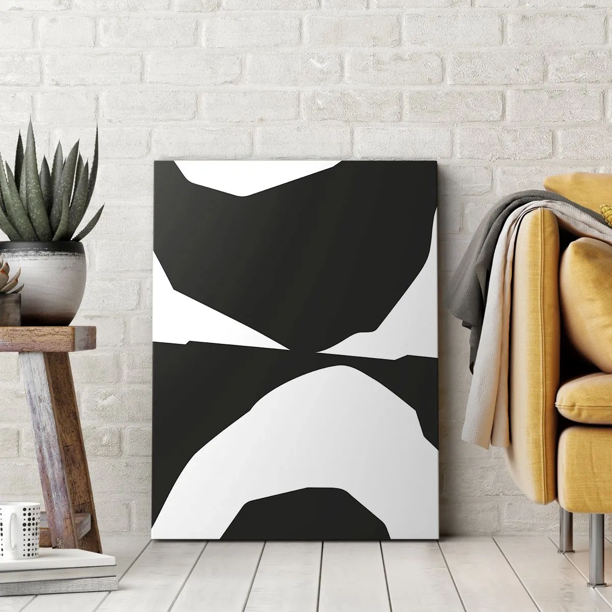 Bild auf Leinwand - Leinwandbild - Abstraktes Kontrastmuster in Schwarz und Weiß - 50x70cm - Positiv negativ - Moderne Wanddekoration für Wohnzimmer und Schlafzimmer ARTTOR