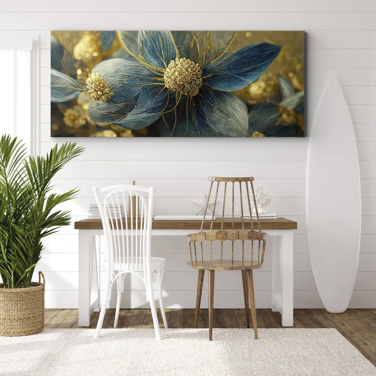 Bild auf Leinwand - Leinwandbild - Mit Gold blühen - 100x40 cm
