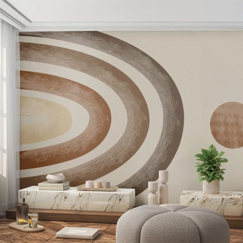 Fototapete Standard Eco - Abstrakte Planetenkomposition in Brauntönen - 100x70cm - In einer weit entfernten Galaxie - Moderne Wanddekoration für Wohnzimmer und Schlafzimmer ARTTOR