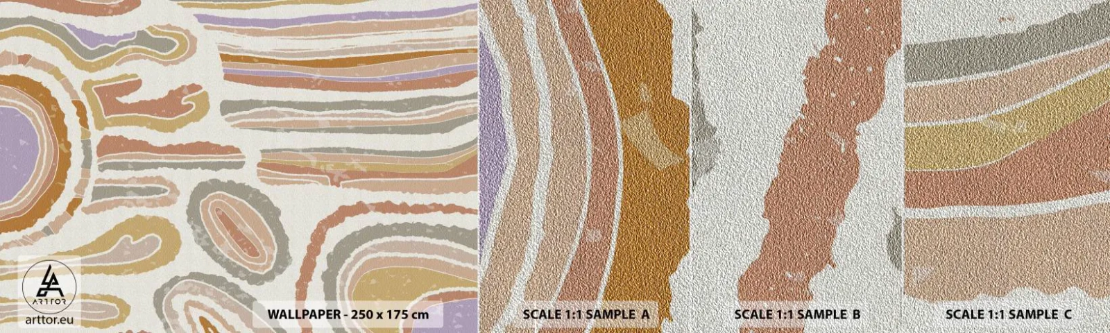 Fototapeten Muster Premium Sand - Bunte Querschnitte - Pastell, Boho, Minimalistisch - 100x30 cm