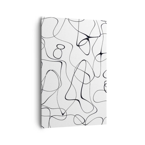 Bild auf Leinwand - Leinwandbild - Abstrakte schwarze Linien auf weißem Hintergrund im minimalistischen Stil - 80x120cm - Lebenswege, Wechselfälle - Moderne Wanddekoration für Wohnzimmer und Schlafzimmer ARTTOR