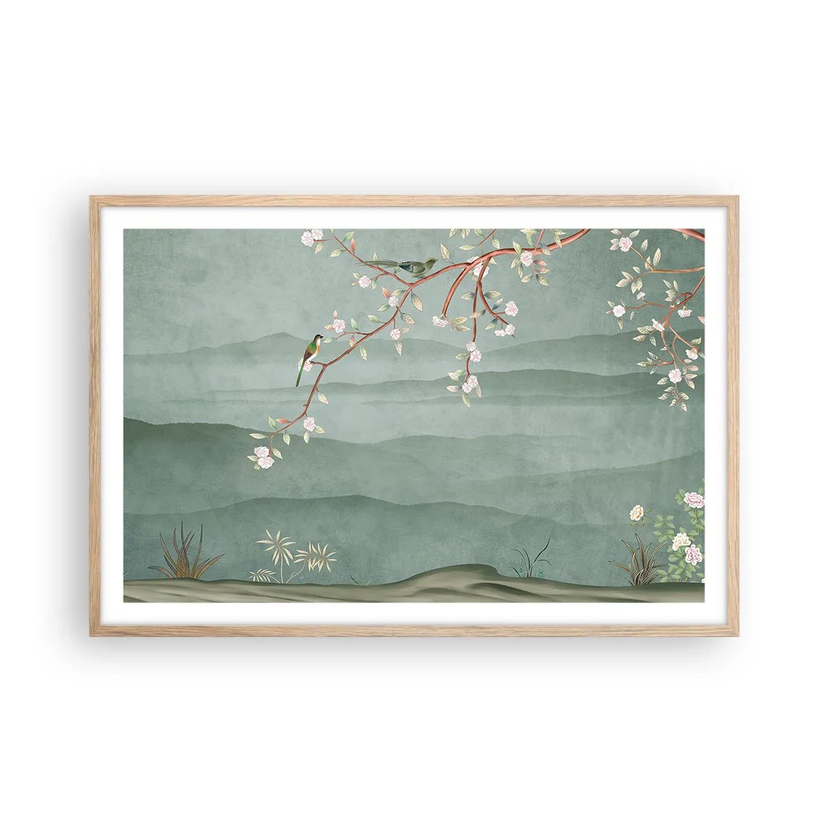 Poster in einem Rahmen aus heller Eiche - Frühling, oh, du bist es - 91x61 cm