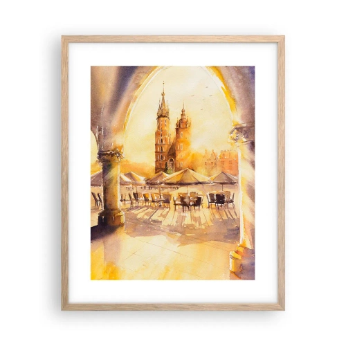 Poster in einem Rahmen aus heller Eiche - Östlich über dem Krakauer Marktplatz - 40x50 cm