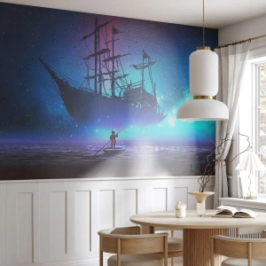 Selbstklebende Fototapete Deluxe Sticker - Begegnung mit dem Mythos des Meeres - Grafik, Fantasie, Geisterschiff - 100x70 cm