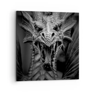 Bild auf Leinwand - Leinwandbild - Ein märchenhafter Drache in Grau - 70x70 cm