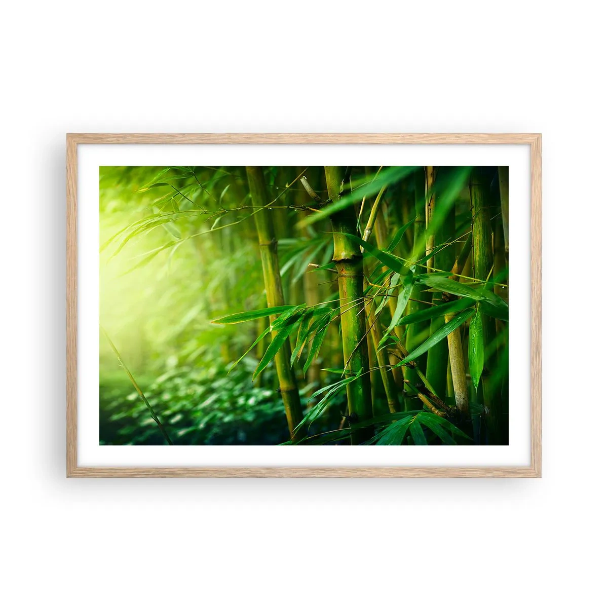 Poster in einem Rahmen aus heller Eiche - Lerne Grün selbst kennen - 70x50 cm
