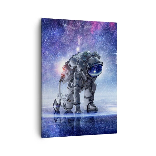 Bild auf Leinwand - Leinwandbild - Astronaut in einer galaktischen Landschaft - 50x70cm - Der Sternenhimmel über mir - Moderne Wanddekoration für Wohnzimmer und Schlafzimmer ARTTOR