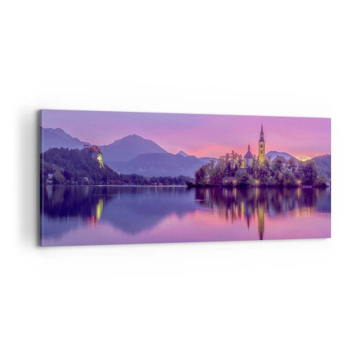 Bild auf Leinwand - Leinwandbild - Eine märchenhafte Insel in der Abenddämmerung - 100x40 cm