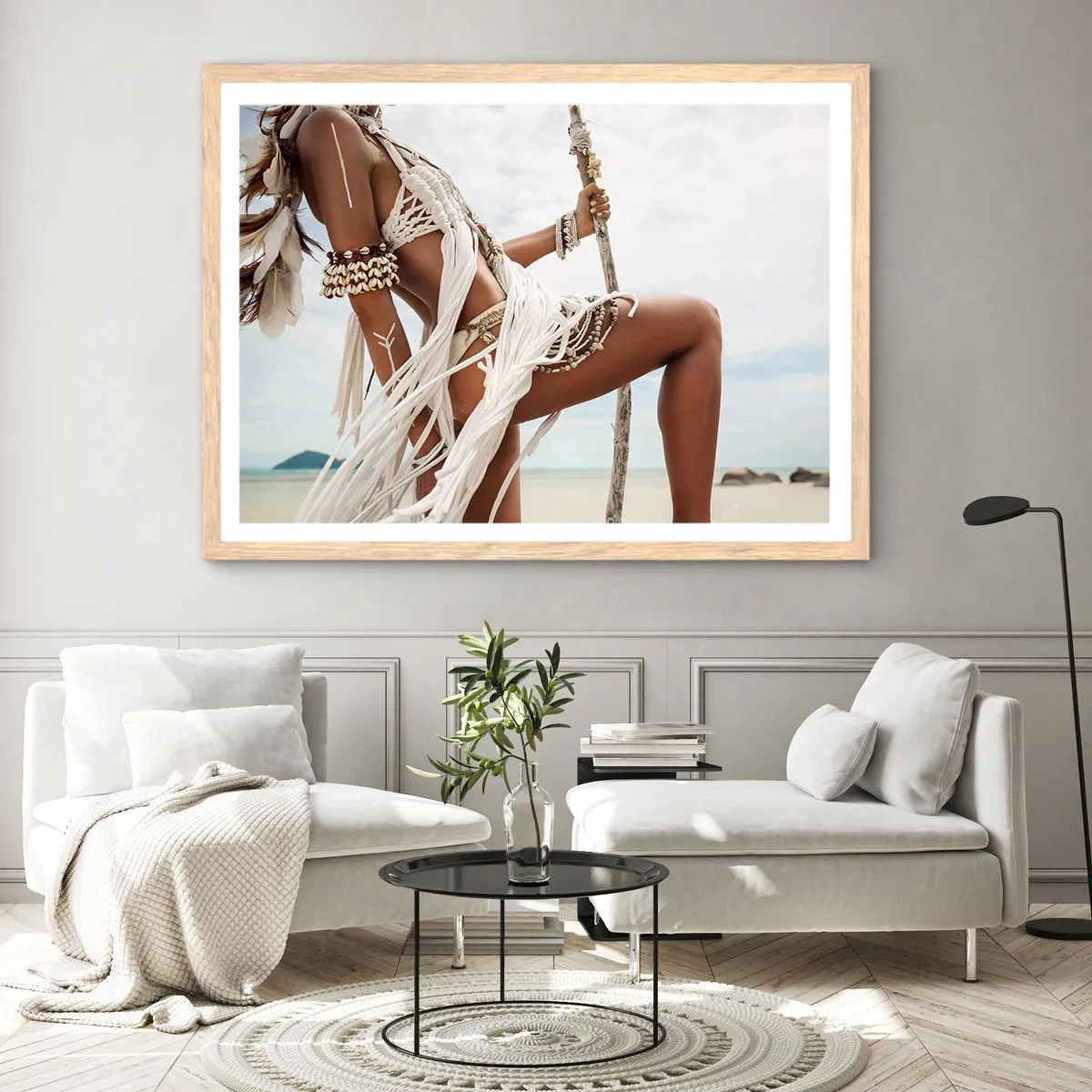 Poster in einem Rahmen aus heller Eiche - Eine Priesterin der Sonne - 70x50 cm