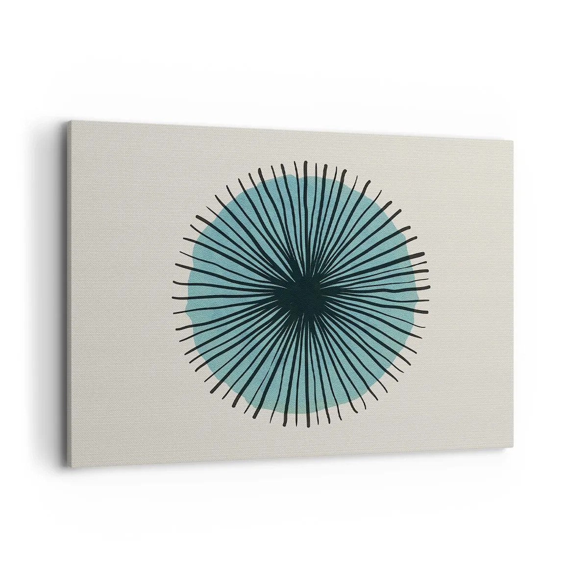 Bild auf Leinwand - Leinwandbild - Abstrakte Kreisform mit blauen Strahlen - 100x70cm - Strahlend im Blau - Moderne Wanddekoration für Wohnzimmer und Schlafzimmer ARTTOR