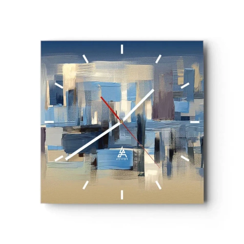 Wanduhr - Glasuhr - Blaue Konstruktion - 40x40 cm