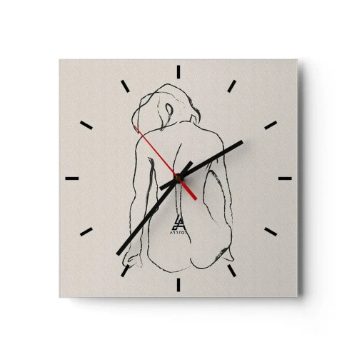 Wanduhr - Glasuhr - Mädchenakt - 40x40 cm