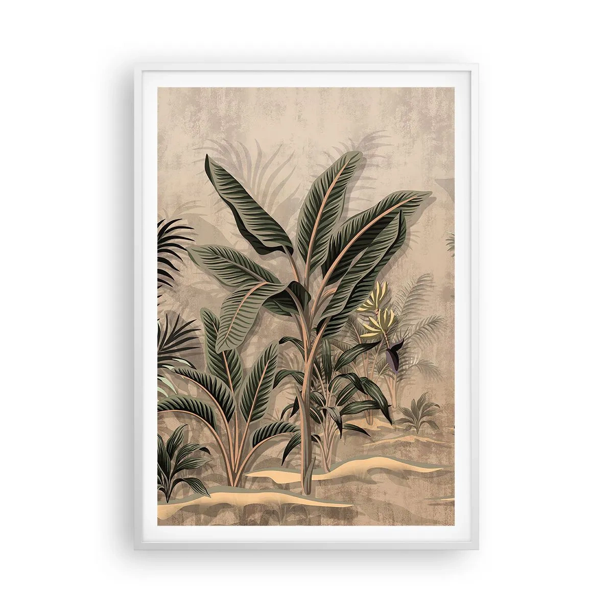 Poster in einem weißen Rahmen - Eine Gravur im Kolonialstil - 70x100 cm