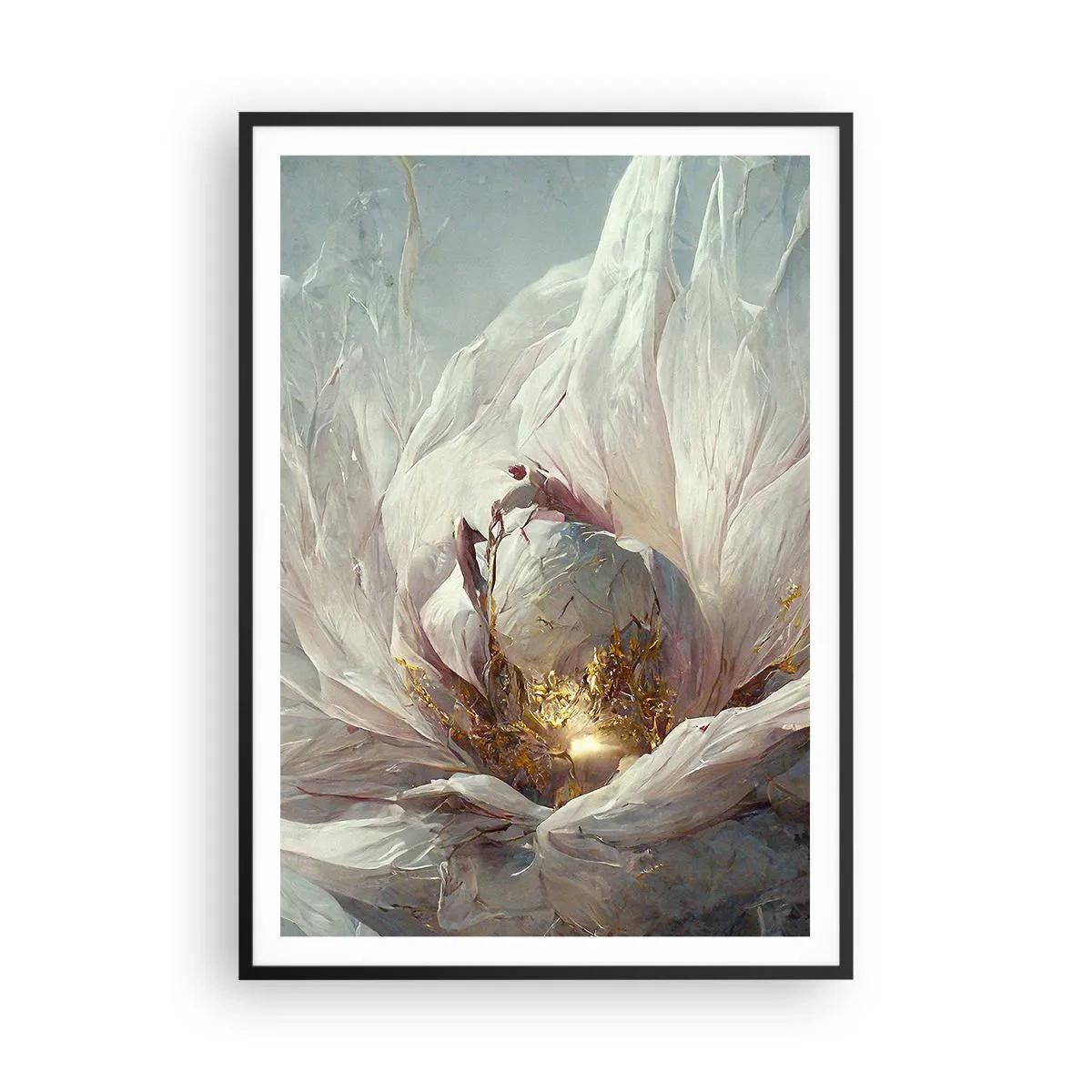 Poster in einem schwarzem Rahmen - Sie blüht alle hundert Jahre einmal - 70x100 cm