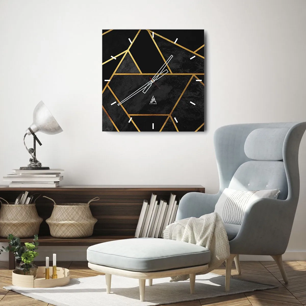 Wanduhr - Glasuhr - Dunkelheit und Glanz - 40x40 cm