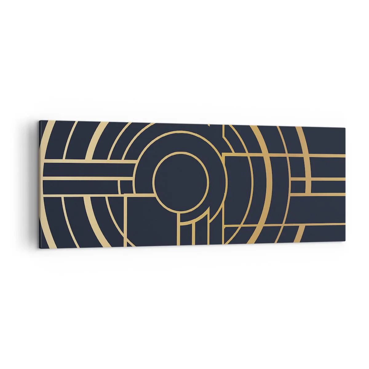 Bild auf Leinwand - Leinwandbild - Geometrisches Muster mit goldenen Linien - 140x50cm - Wendungen der Dinge - Moderne Wanddekoration für Wohnzimmer und Schlafzimmer ARTTOR