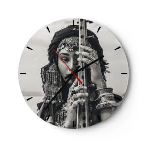 Wanduhr - Glasuhr - Zwei Vögel schmiegen sich aneinander auf einem Ast vor einem rosa Hintergrund - 30x30cm - Die Musik des Orients selbst - Moderne Wanddekoration für Wohnzimmer, Küche und Schlafzimmer ARTTOR