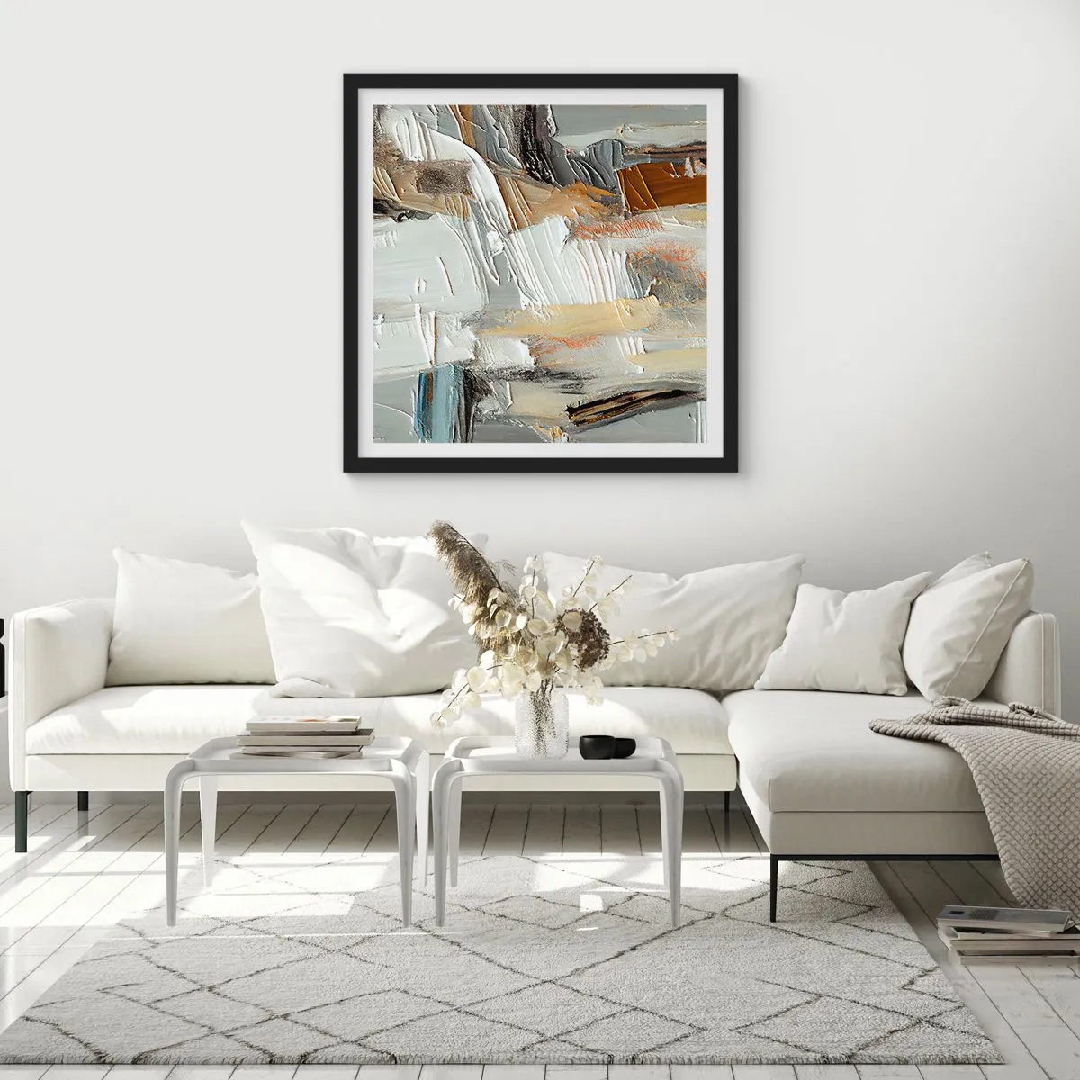 Poster in einem schwarzem Rahmen - Bunte Schichten - 50x50 cm