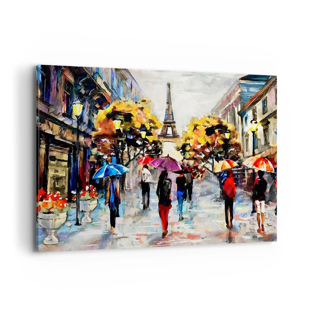 Bild auf Leinwand - Leinwandbild - Ein Herbstspaziergang in Paris mit Blick auf den Eiffelturm - 120x80cm - Besonders schön im Herbst - Moderne Wanddekoration für Wohnzimmer und Schlafzimmer ARTTOR