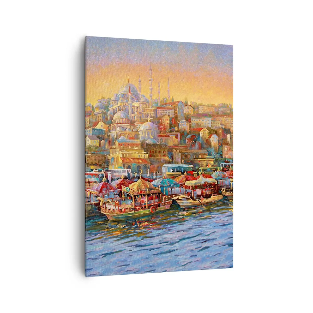 Bild auf Leinwand - Leinwandbild - Malerisches Panorama von Istanbul mit Blick auf die Bucht und die Stadt - 70x100cm - Istanbuler Geschichte - Moderne Wanddekoration für Wohnzimmer und Schlafzimmer ARTTOR