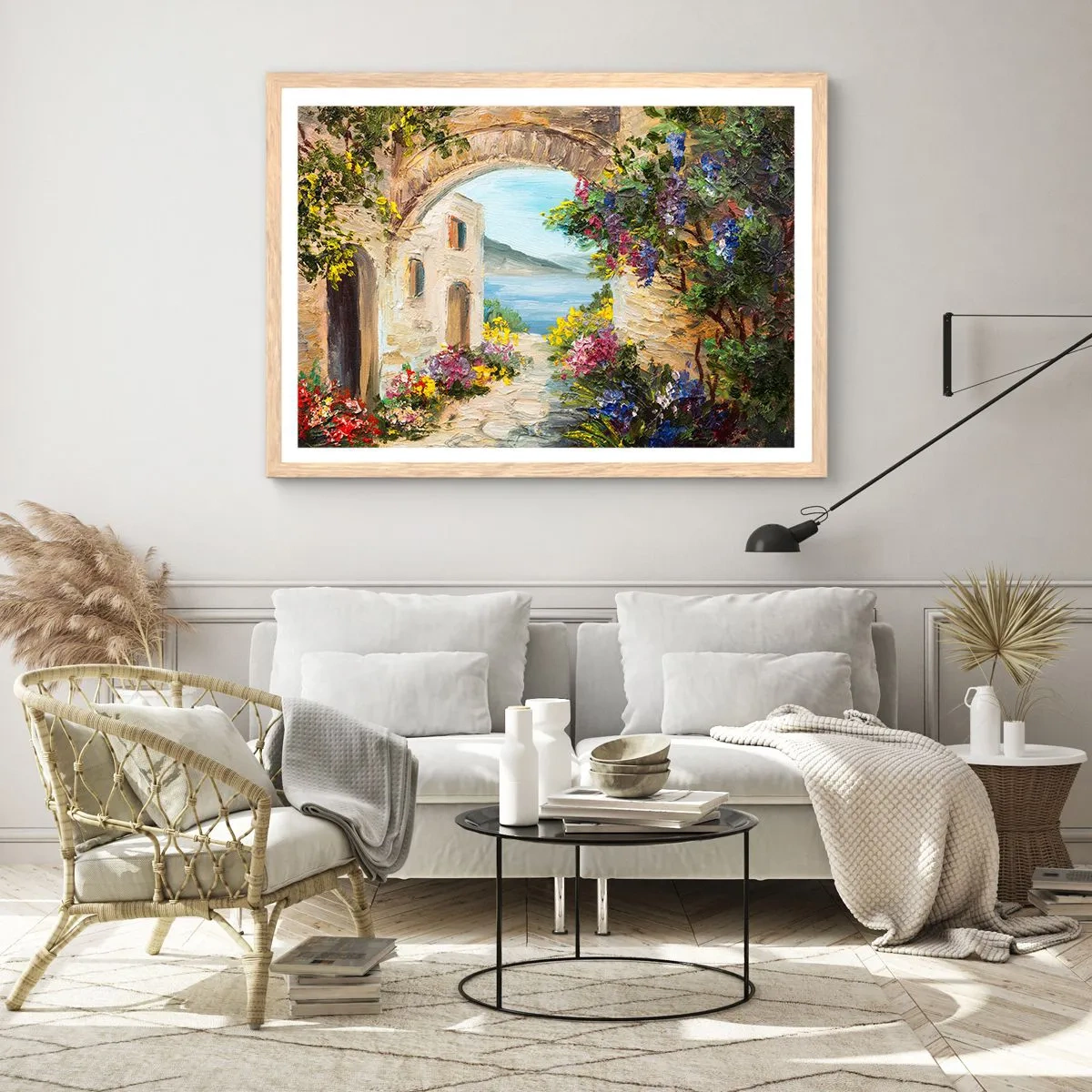 Poster in einem Rahmen aus heller Eiche - Charme einer Küstenprovinz - 100x70 cm
