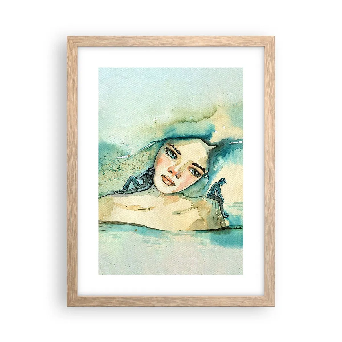 Poster in einem Rahmen aus heller Eiche - Bin ich blau? - 30x40 cm