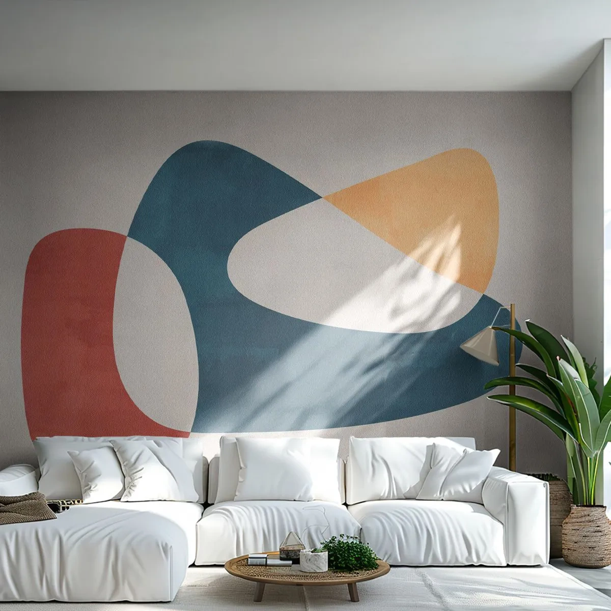 Fototapete Premium Sand - Abstrakte organische Formen in gedeckten Farben - 100x70cm - Einflüsse und Metamorphosen - Moderne Wanddekoration für Wohnzimmer und Schlafzimmer ARTTOR