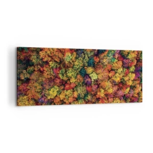 Bild auf Leinwand - Leinwandbild - Bunte Baumkronen in der Herbstpalette - 120x50cm - Blumenstrauß aus Herbstbäumen - Moderne Wanddekoration für Wohnzimmer und Schlafzimmer ARTTOR